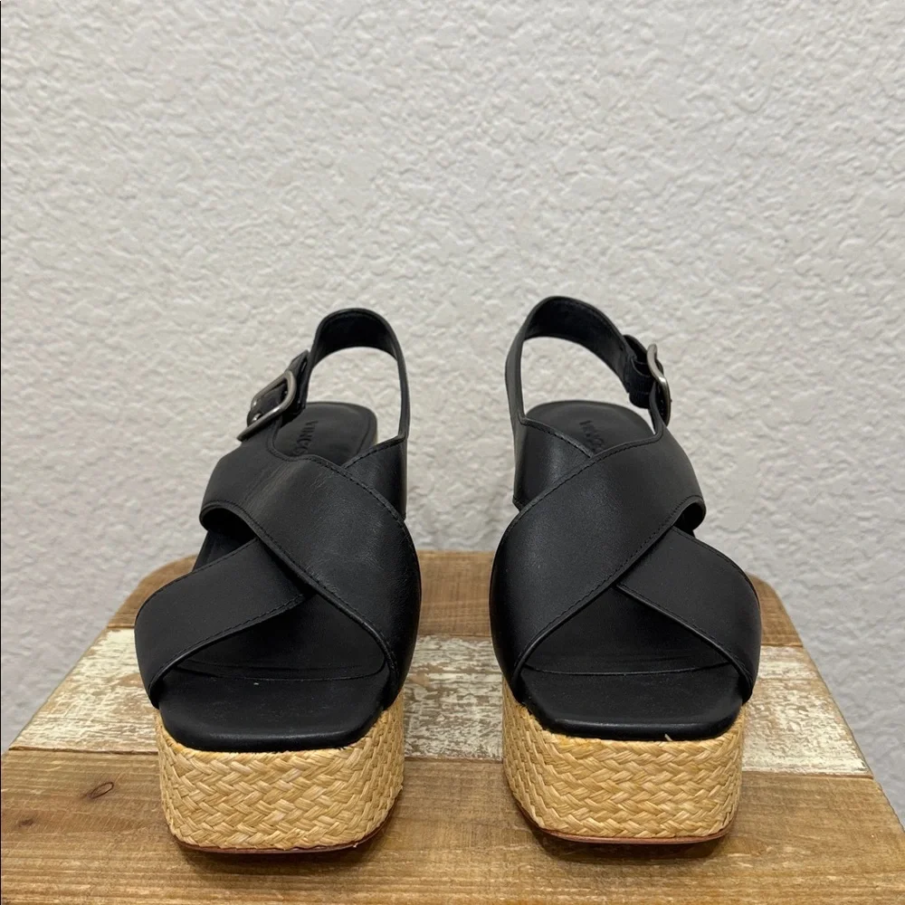 Vince Clementine Black Leather Platform Sandals Size 7.5 - Picture 4 of 9